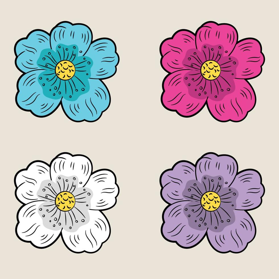 Set of various Jasmine colorful flower vector illustration