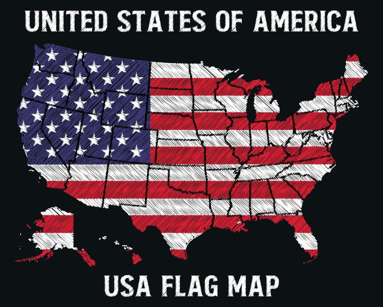 mapa de la bandera de los estados unidos de america vector