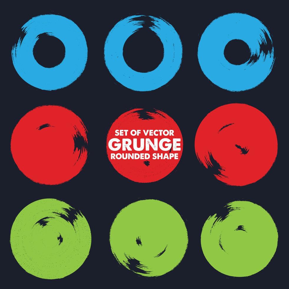 Set of Vector grunge circle, grunge round shape, grunge banner, Color circle brush stroke