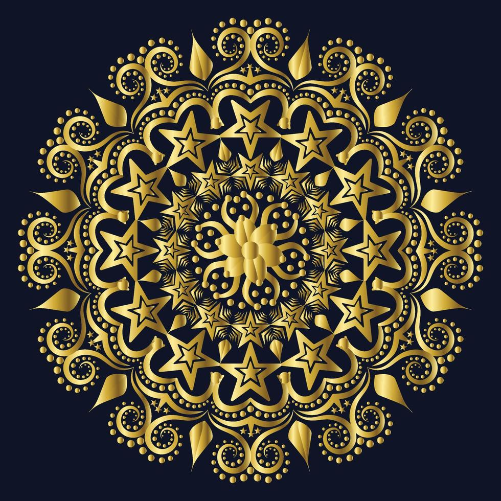 patrón de mandala de lujo para la decoración. decorativo, fondo de adorno degradado de color oro amarillo vector