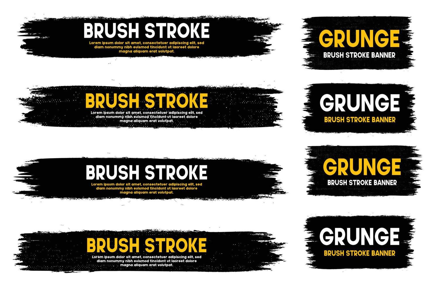 Grunge brush strokes banner collection, brush stroke. Brush, pen, marker, chalk. vector