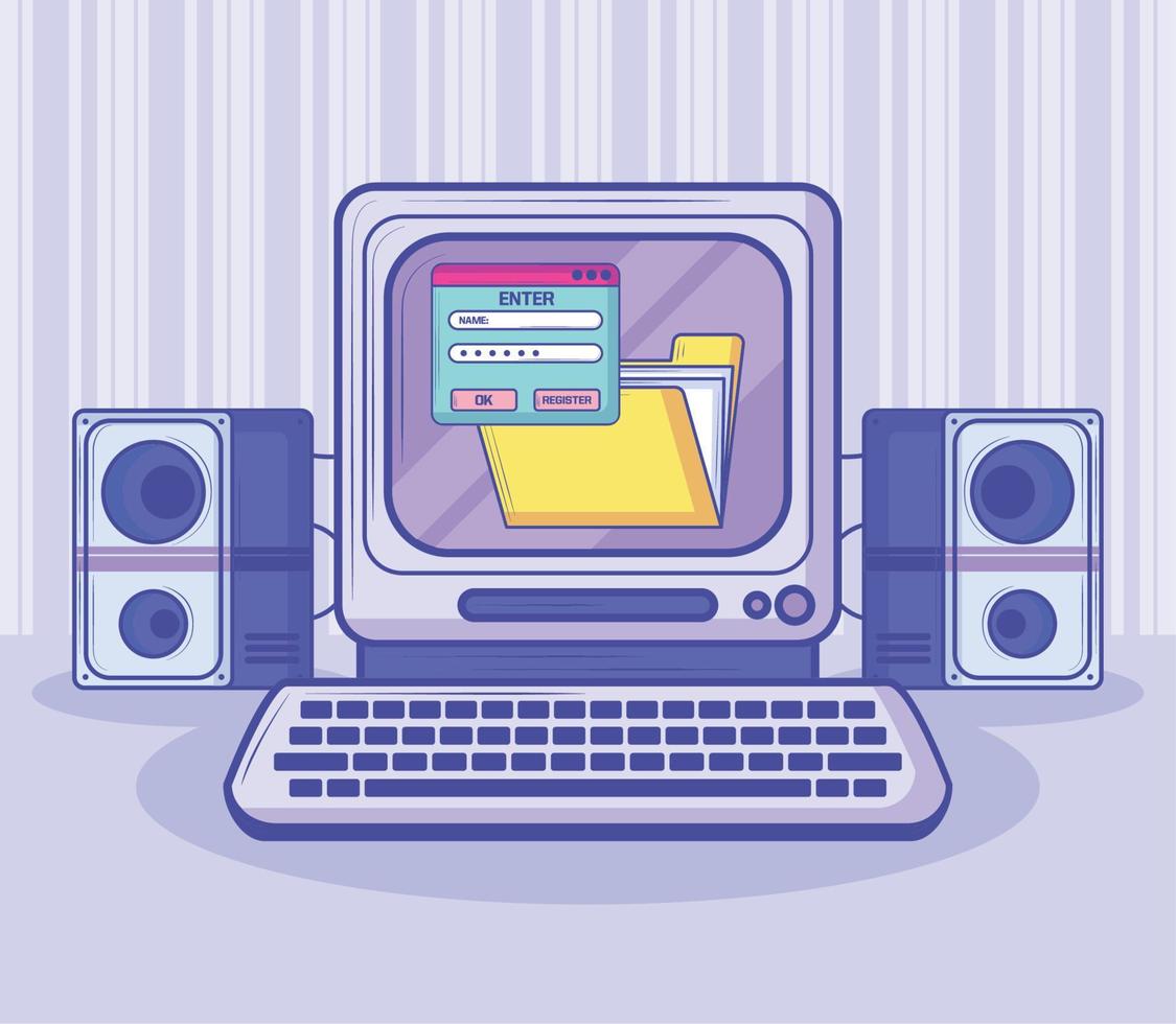 computer and speakers vector