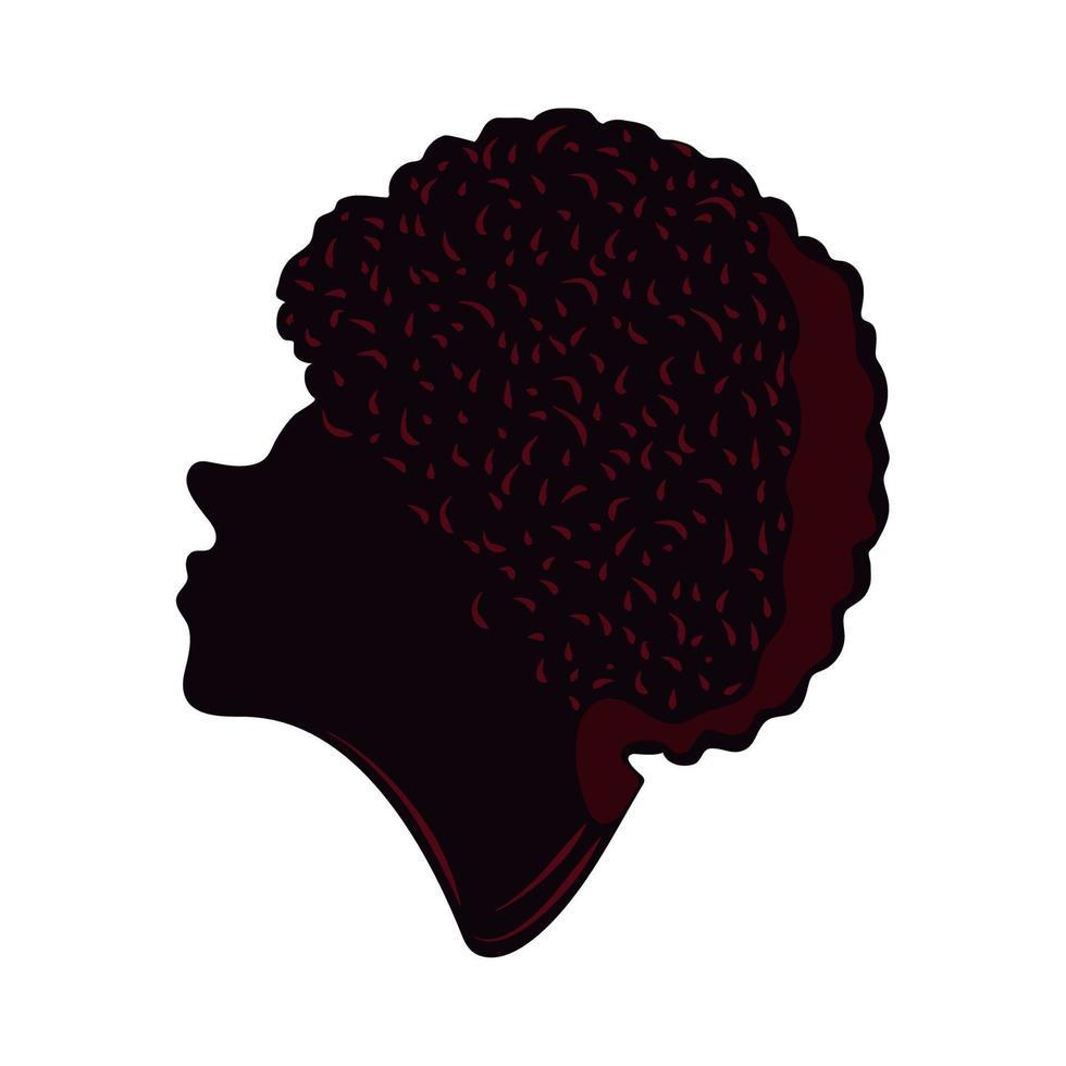 silueta cara de mujer afro vector