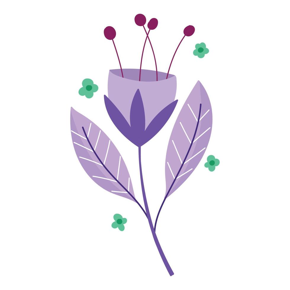 purple flower and leaf vector