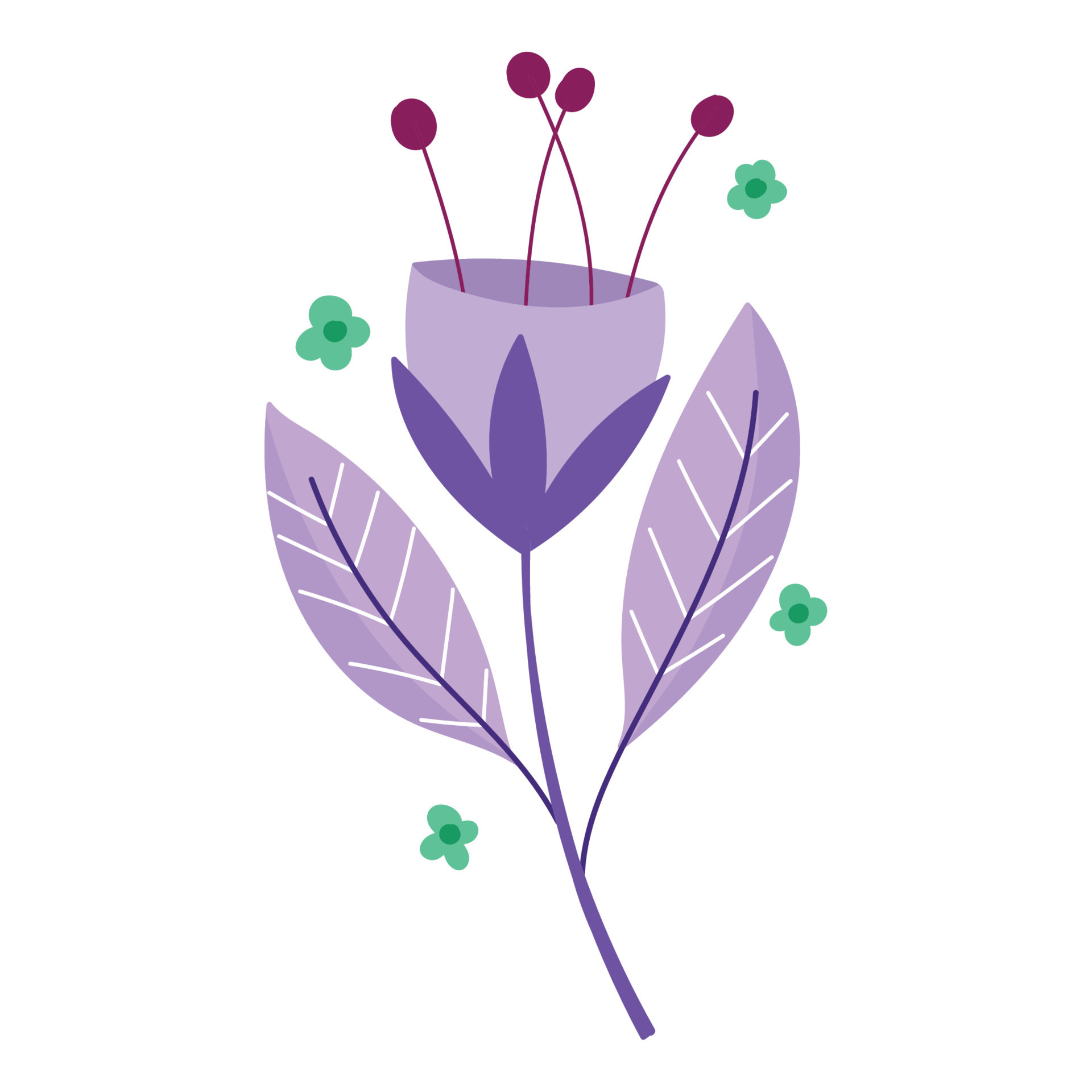 purple flower and leaf 10424253 Vector Art at Vecteezy