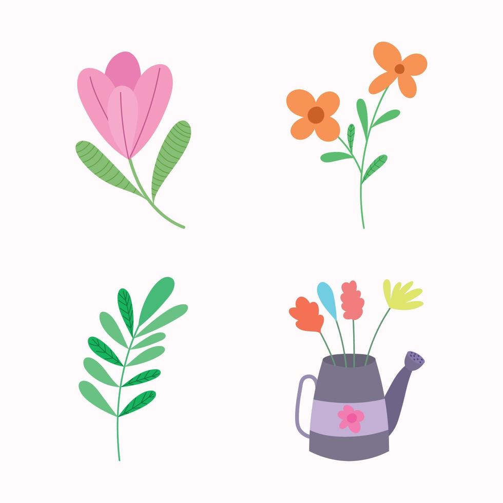 set of flowers vector