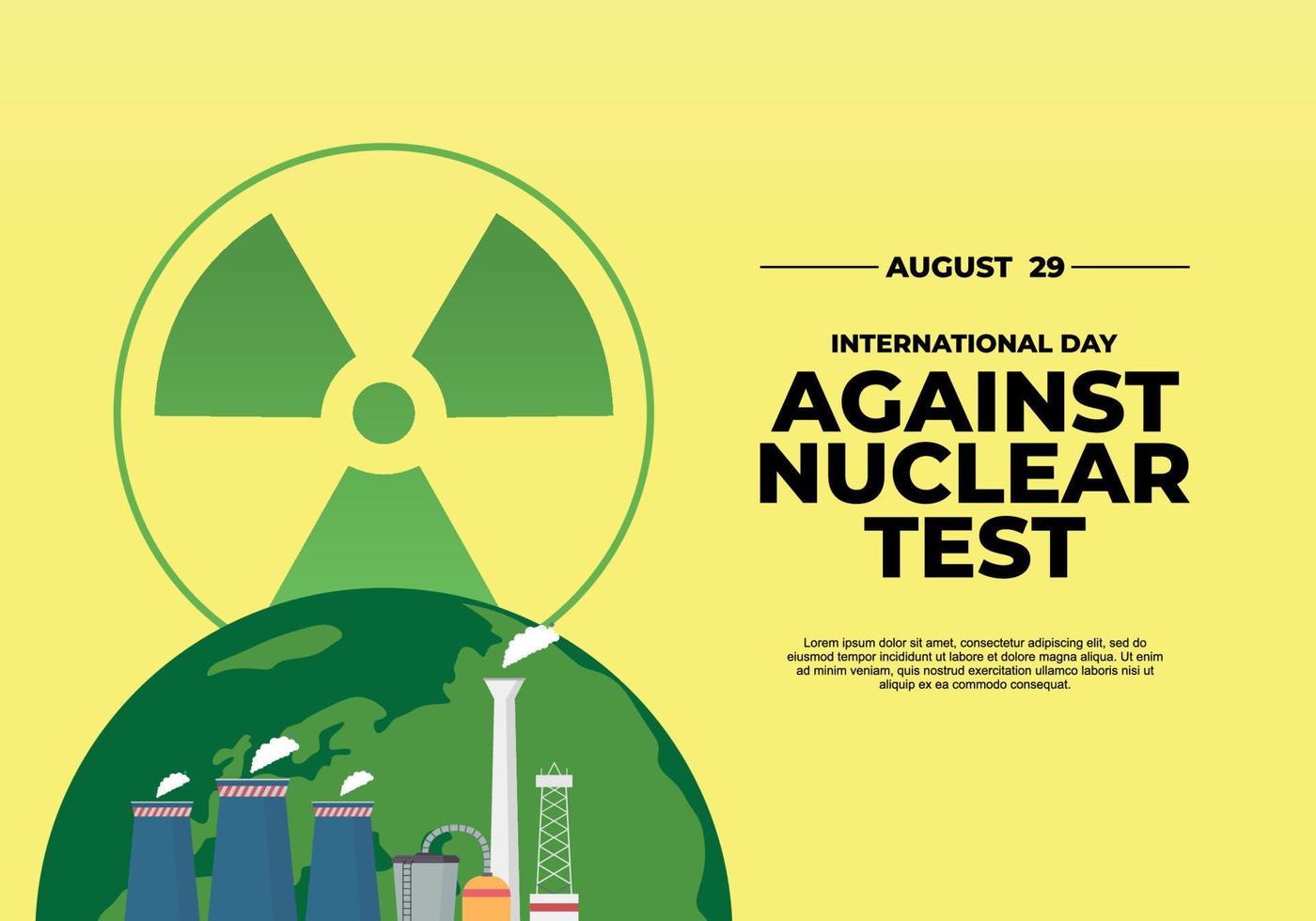 World International day against nuclear test nuclear symbol and plant vector