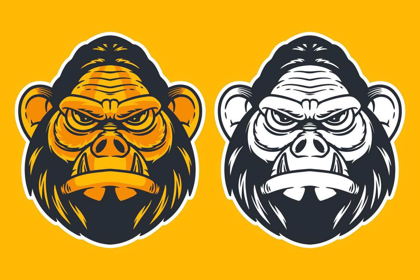 gorilla head mascot vector illustration cartoon style