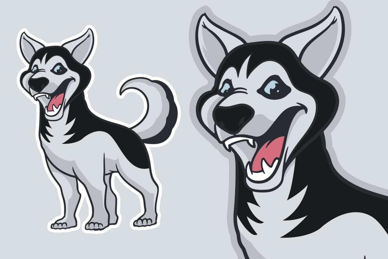 estilo de dibujos animados de ilustración de vector de perro husky