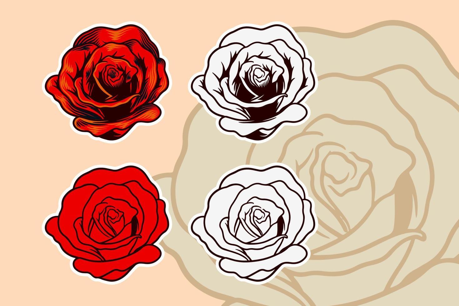 Rose flower vector illustration set