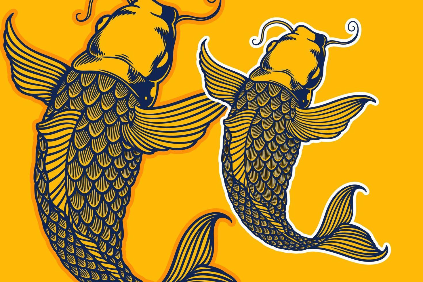 golden koi fish vector illustration cartoon style