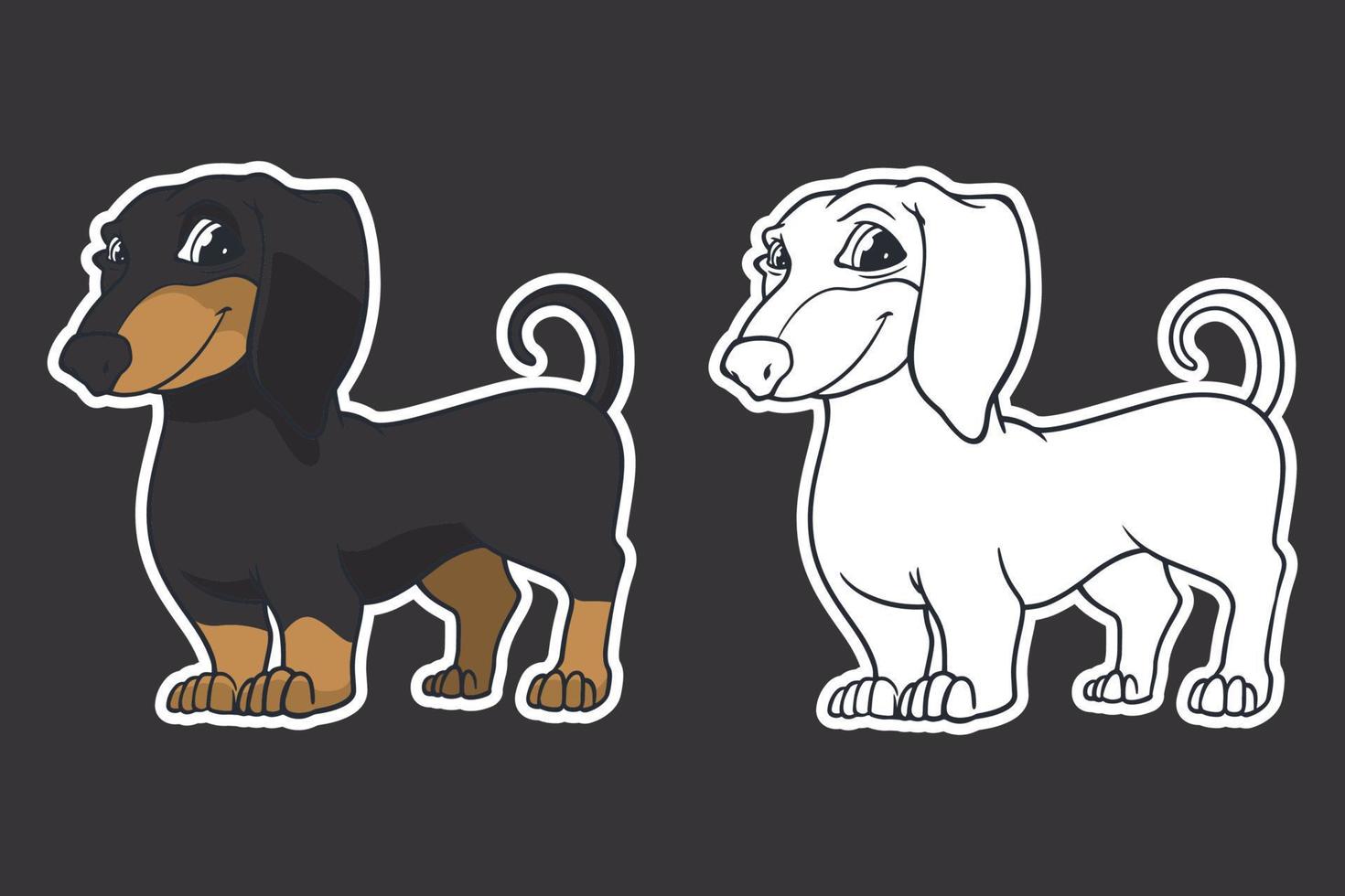 estilo de dibujos animados de ilustración de vector de perro salchicha