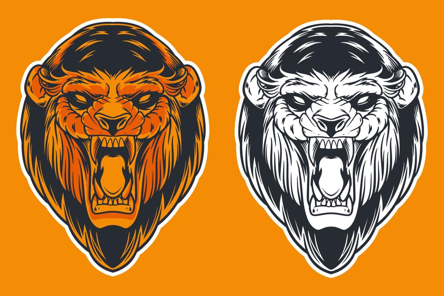 lion head mascot vector illustration cartoon style