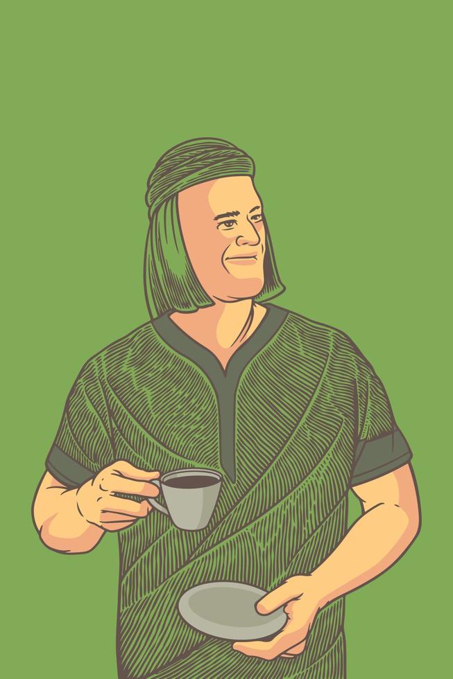 hombre bebiendo café ilustración vectorial vector