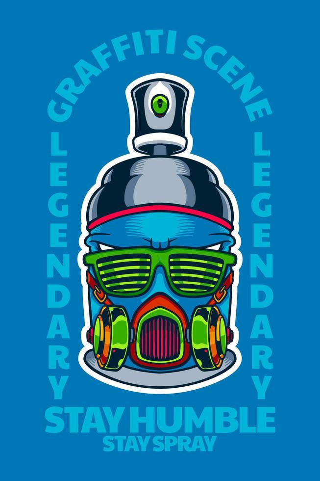 spray can graffiti mascot card poster vector illustration