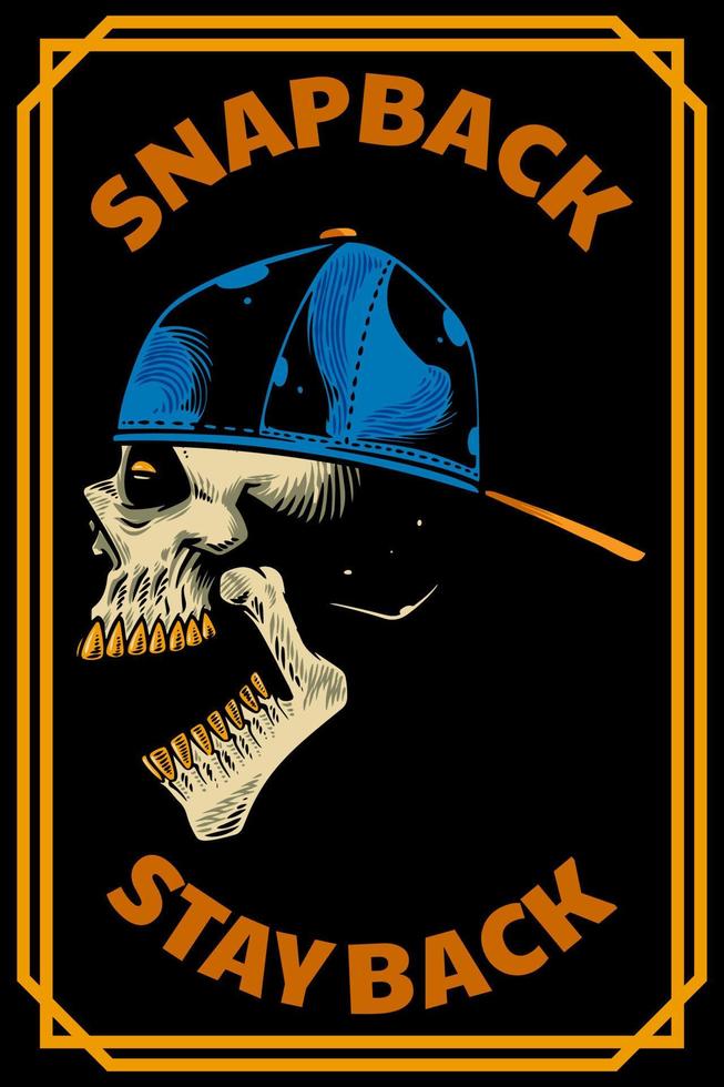 skull head with hat card illustration vector