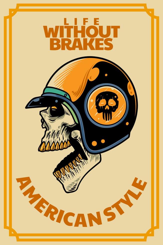 skull head with helm on card illustration vector