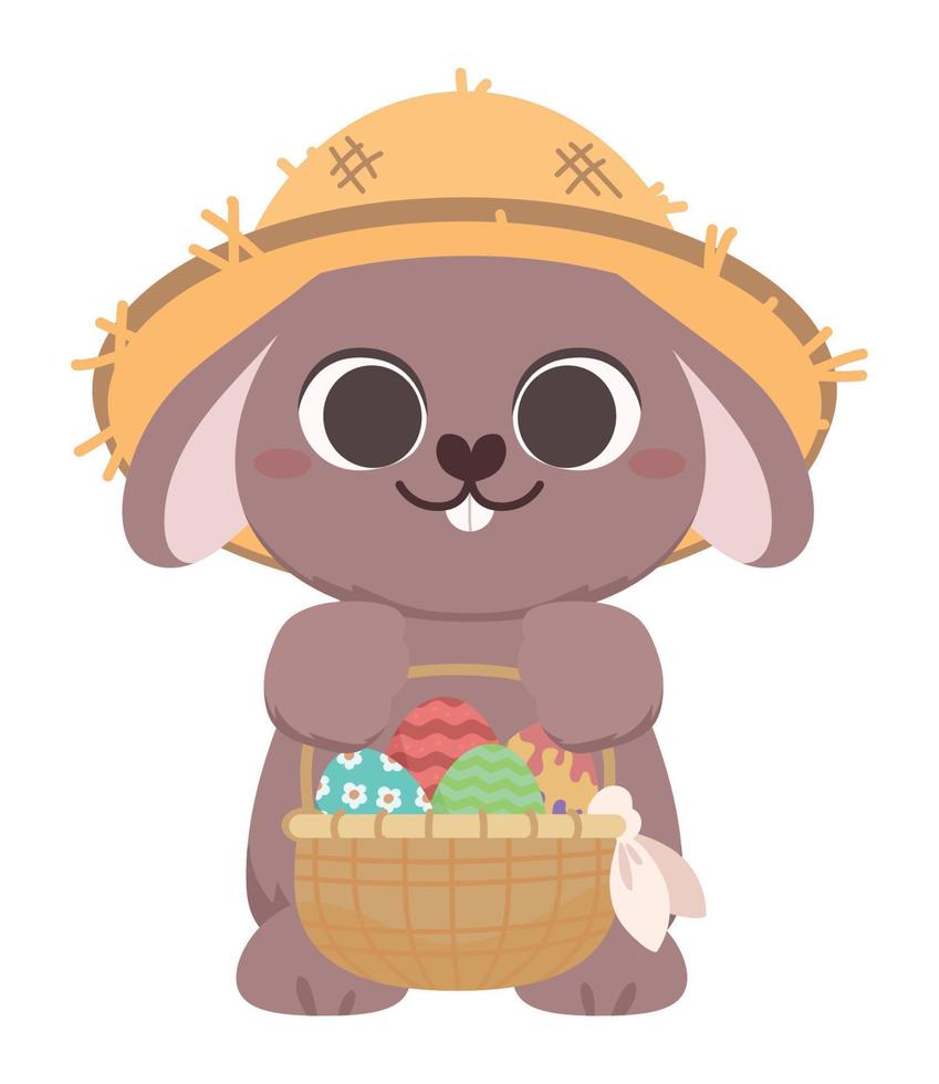 rabbit with easter basket vector