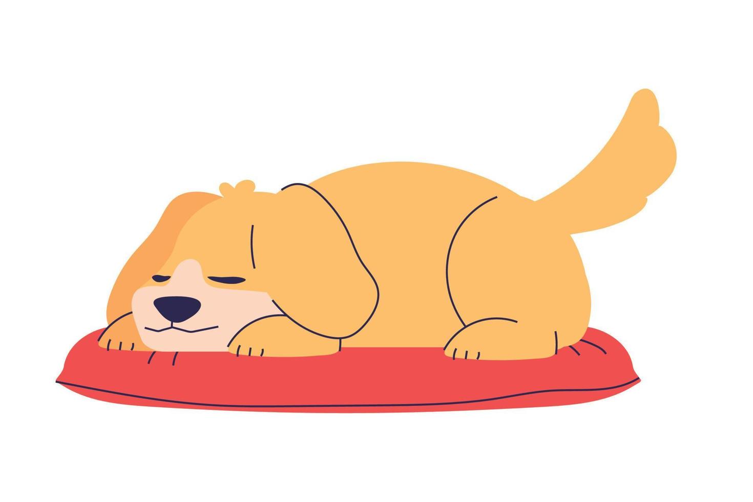 sleeping dog on cushion vector