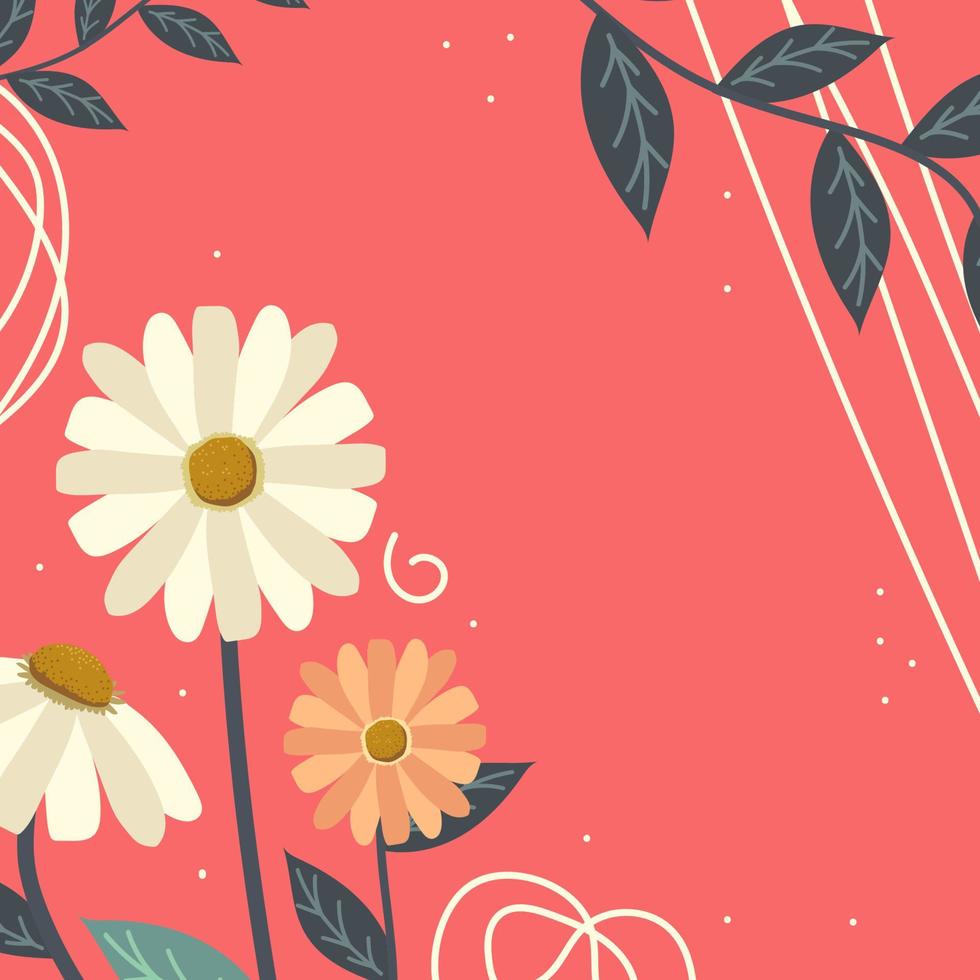 flowers and leaves layout vector