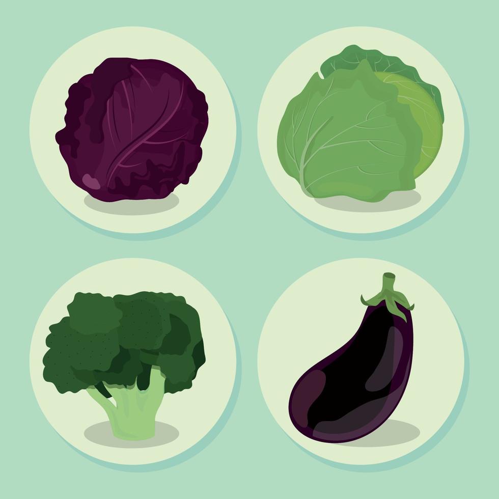 icons set vegetables vector