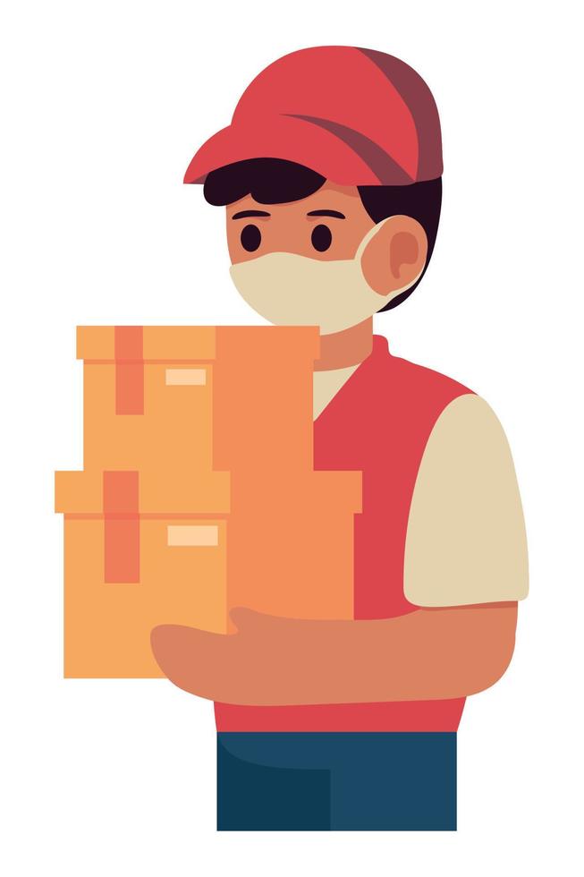 delivery man with boxes vector