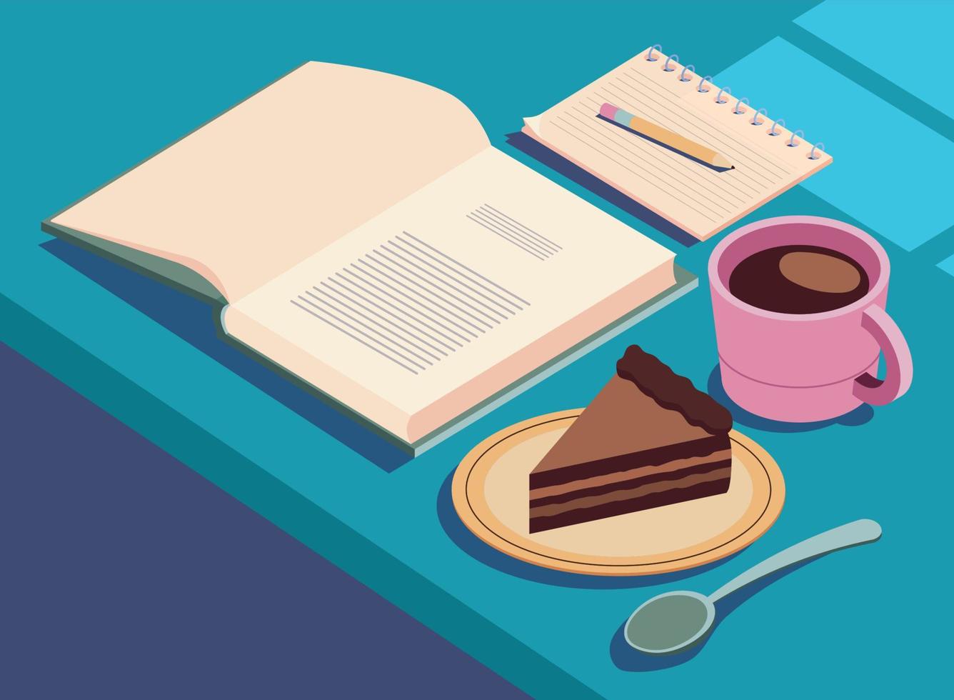 book coffee and cake vector