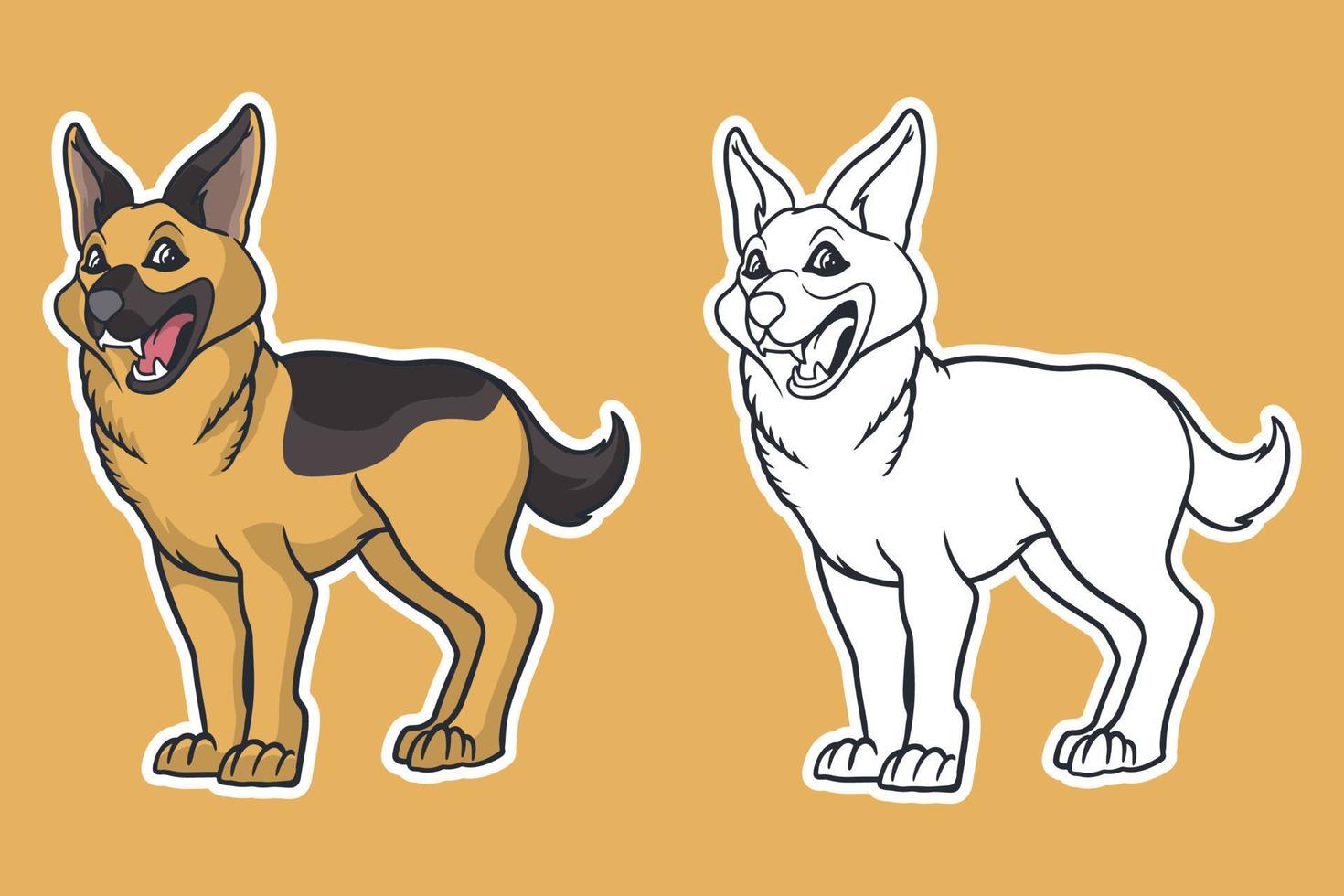 estilo de dibujos animados de ilustración de vector de perro pastor