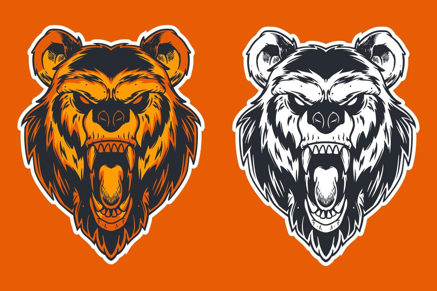 brown bear head mascot vector illustration cartoon style