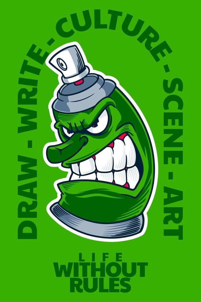 spray can graffiti mascot card poster vector illustration