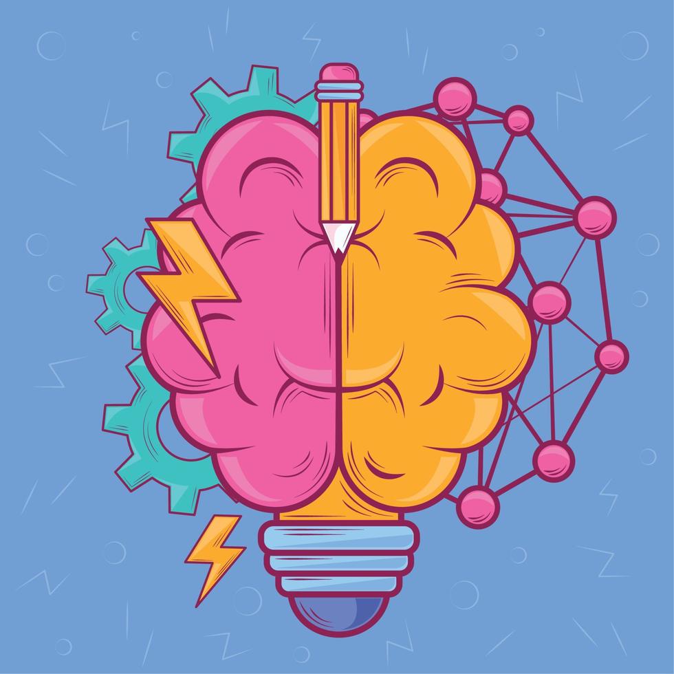 brain and light bulb idea vector