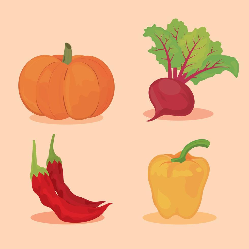 vegetables icon set vector