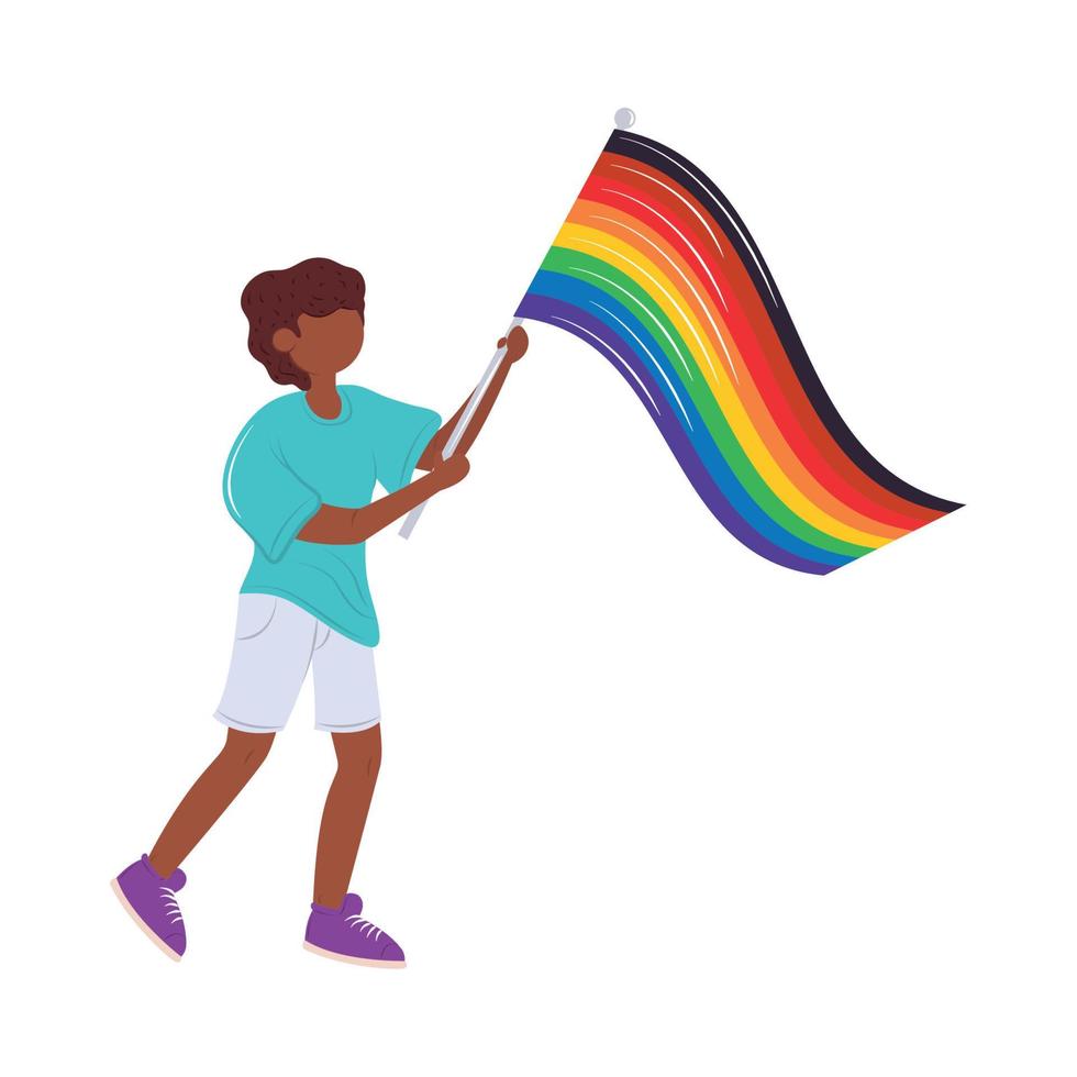 character with philadelphia pride flag vector