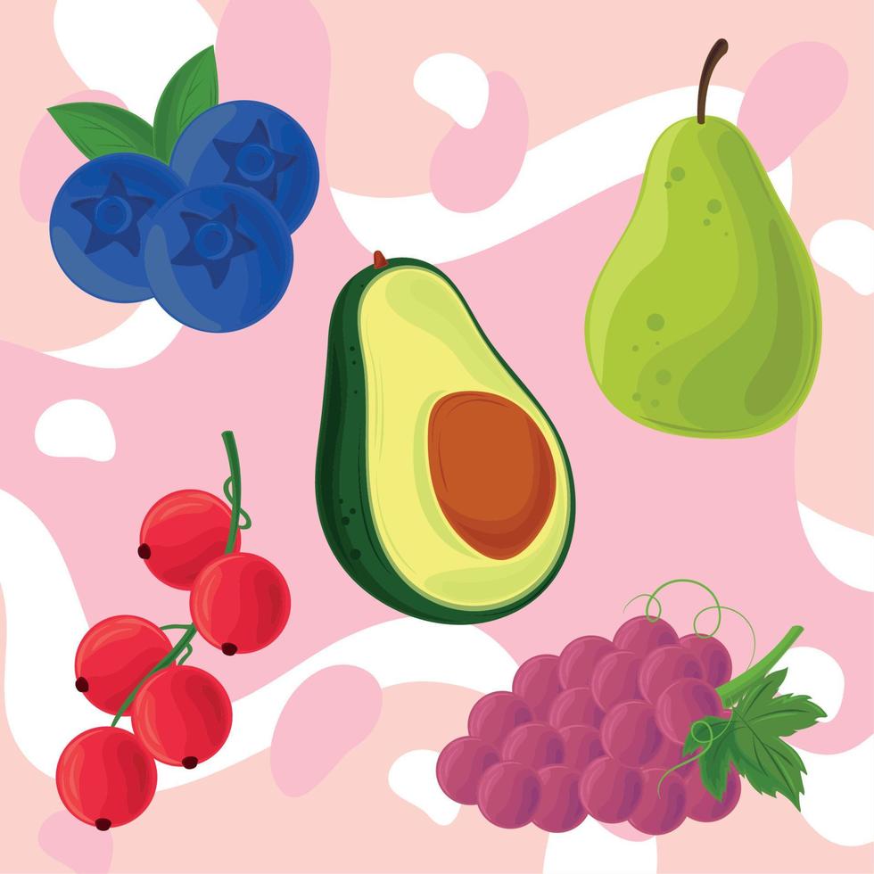 conjunto de frutas frescas vector