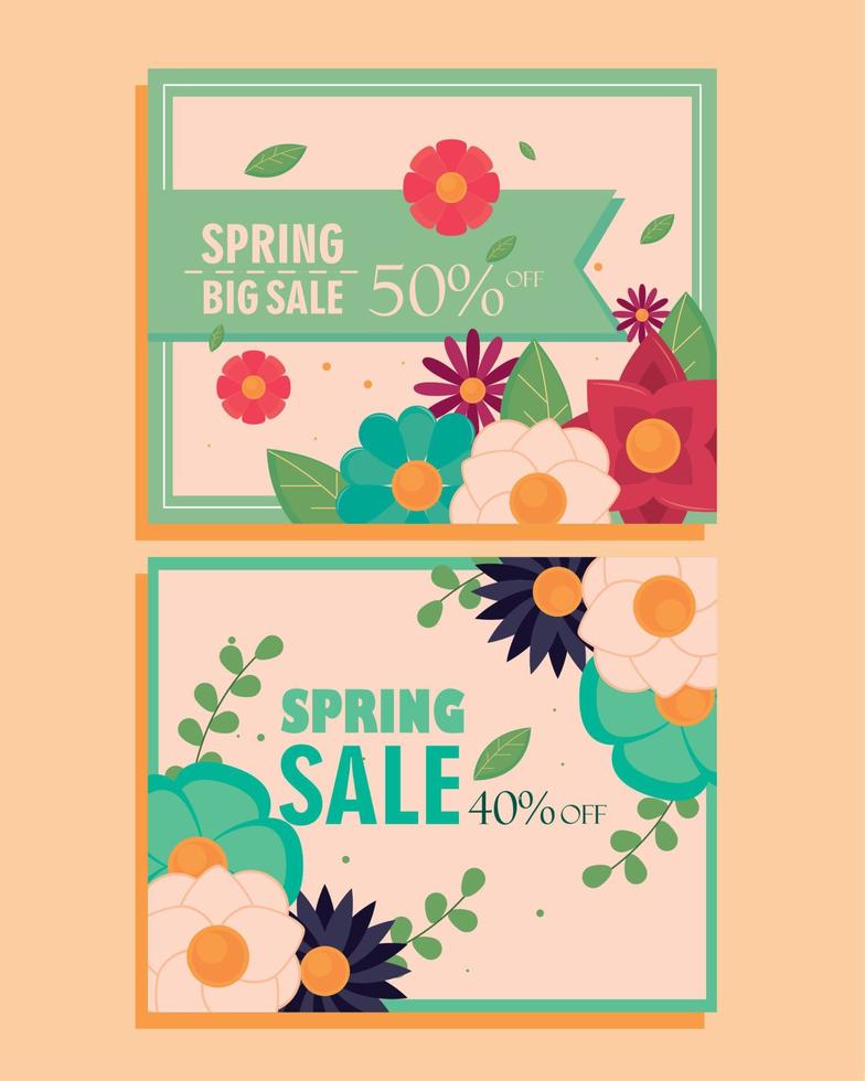 spring sale banners vector