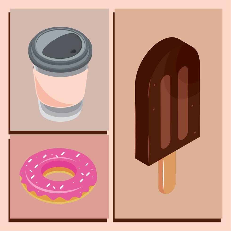 icons dessert food isometric vector