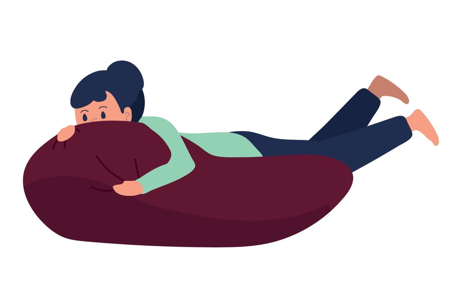 girl resting on cushion vector