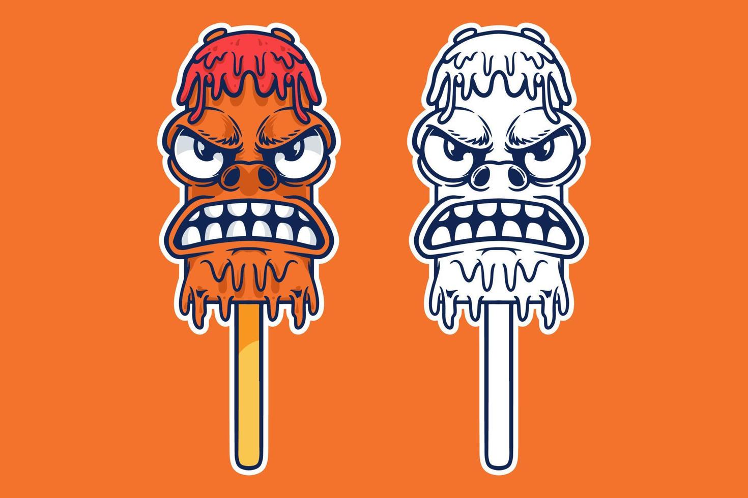 angry ice cream mascot vector illustration cartoon style