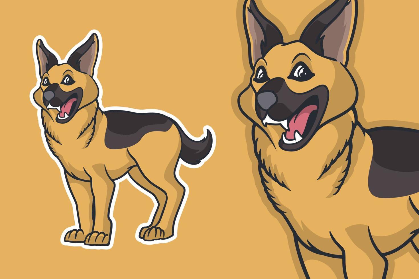 estilo de dibujos animados de ilustración de vector de perro pastor