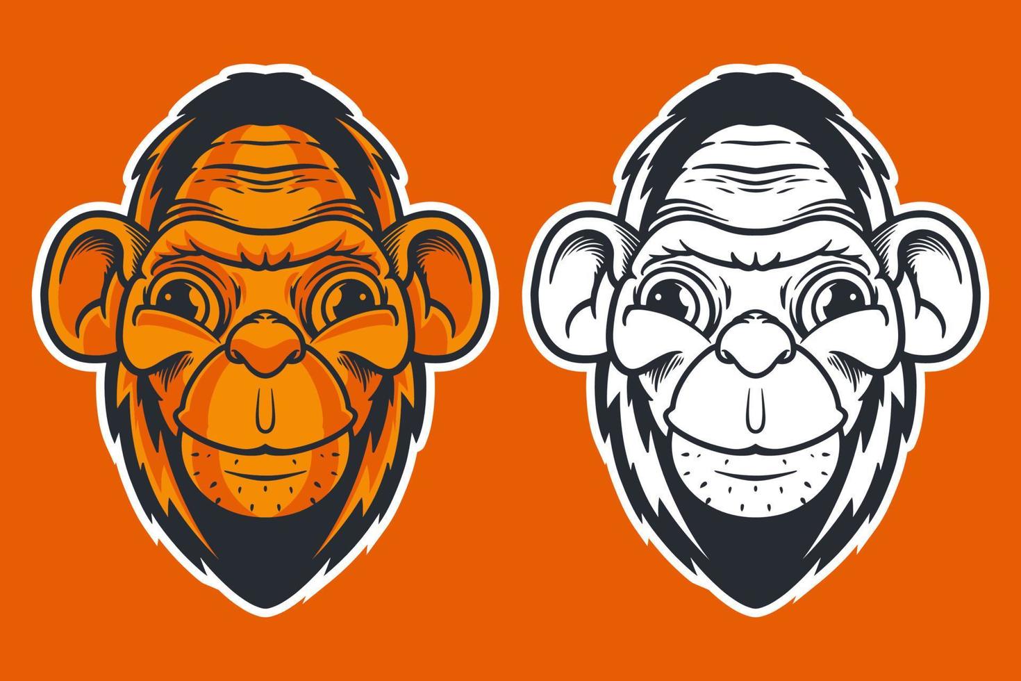 monkey head mascot vector illustration cartoon style