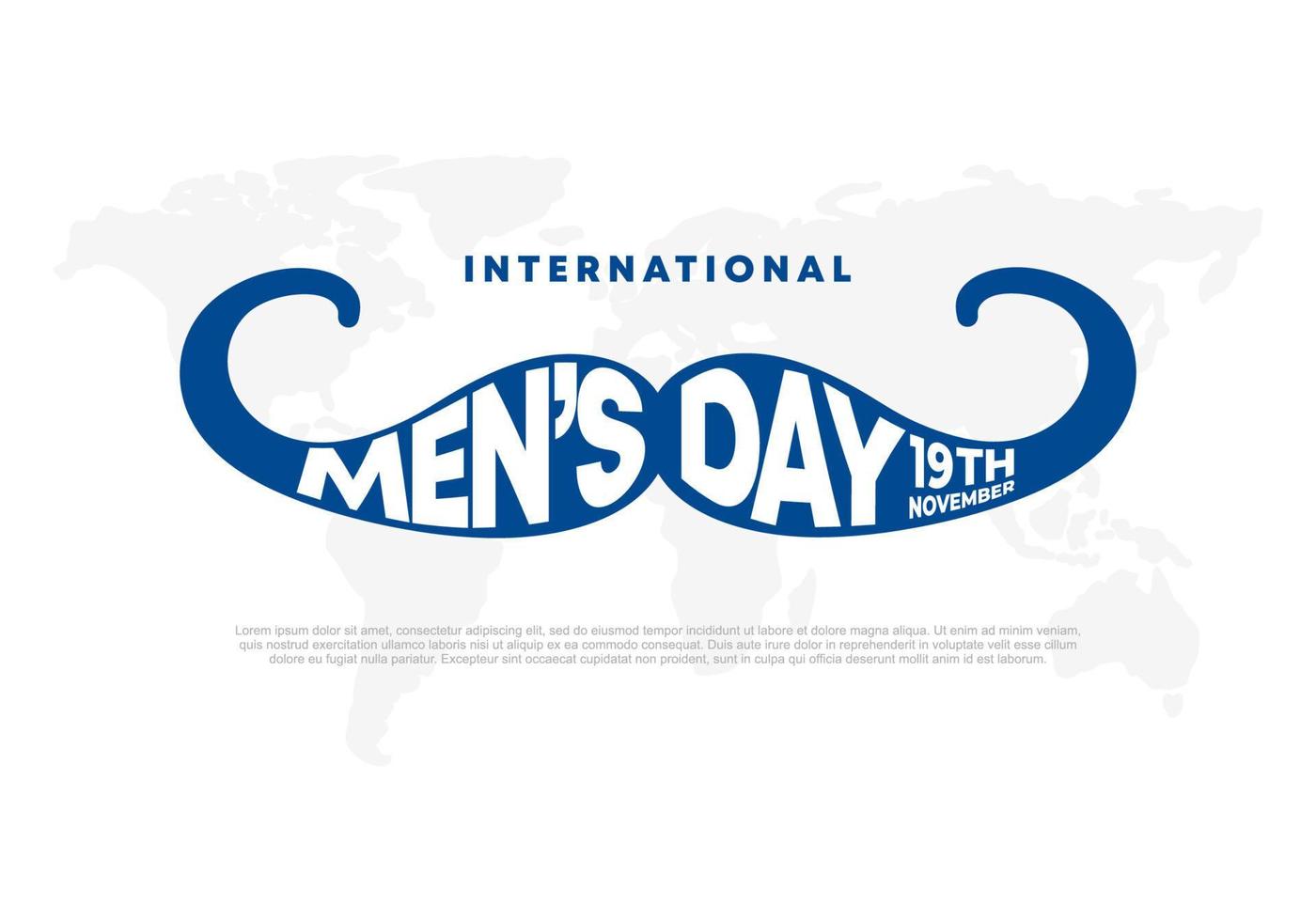 Men day background banner poster with big moustache on white color. vector
