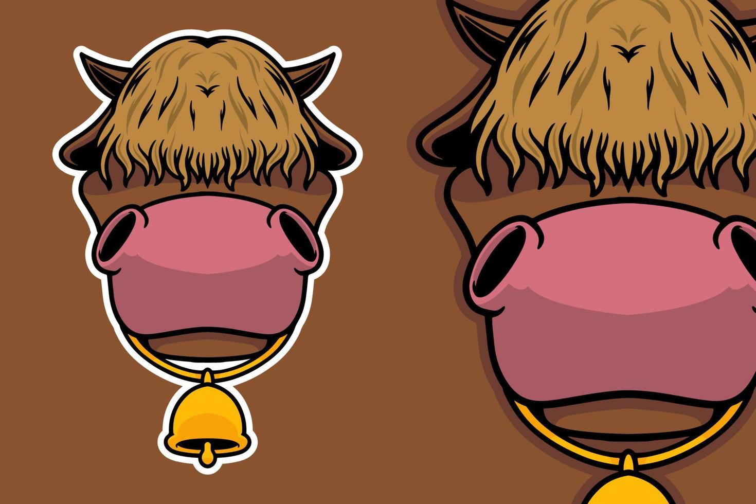 cow head mascot vector illustration cartoon style