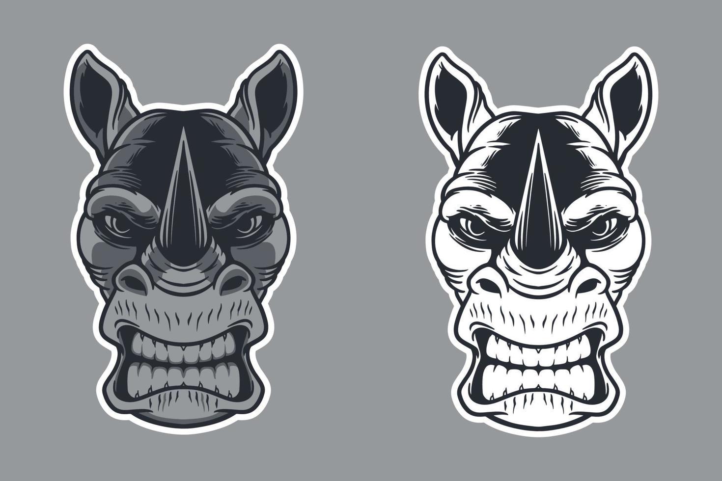 rhino head mascot vector illustration cartoon style