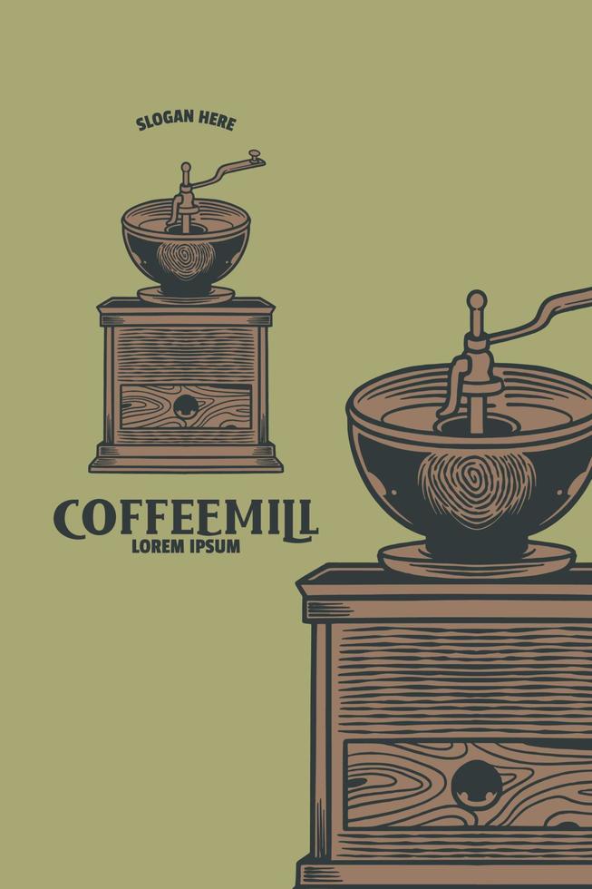 Ilustración de vector de molinillo de café