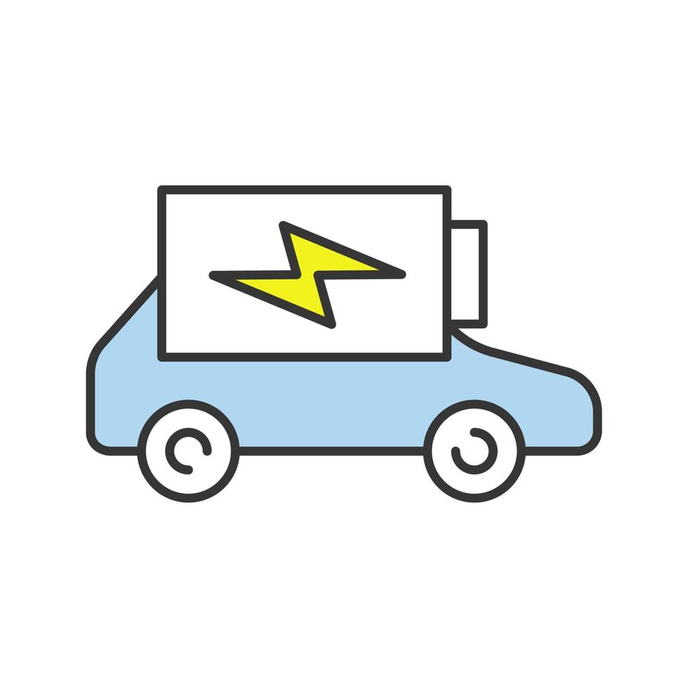 Electric car battery charging color icon. Automobile battery level indicator. Eco friendly auto. Isolated vector illustration