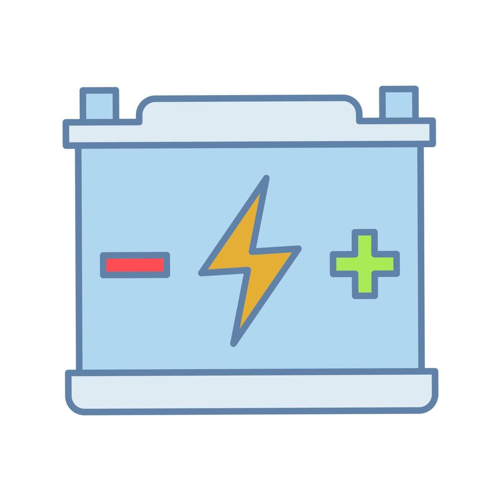 icono de color del acumulador. bateria automotriz fuente de alimentación. acumulación de energía. Batería de ácido sólido. ilustración vectorial aislada vector