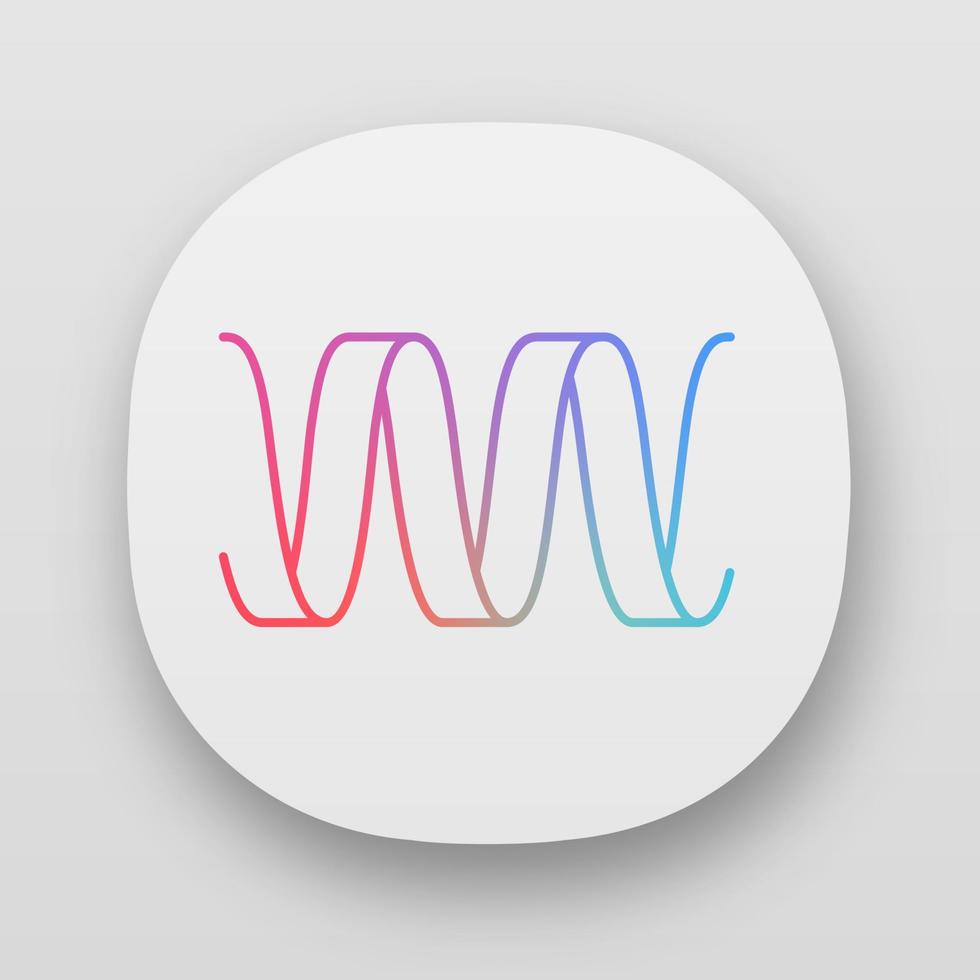 Sound wave app icon. UIUX user interface. Wavy ribbon line. Music, melody rhythm digital soundwave. Soundtrack playing abstract waveform. Web or mobile applications. Vector isolated illustration