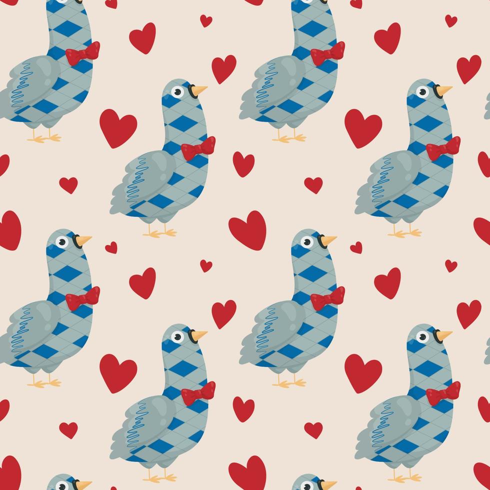 Vector pattern with doves and hearts