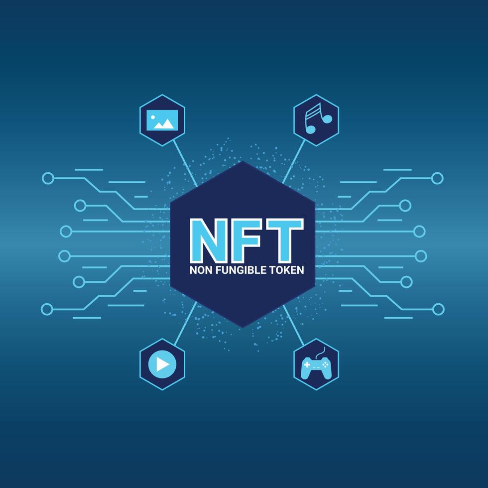 Non Fungible Token NFT  Vector Illustration