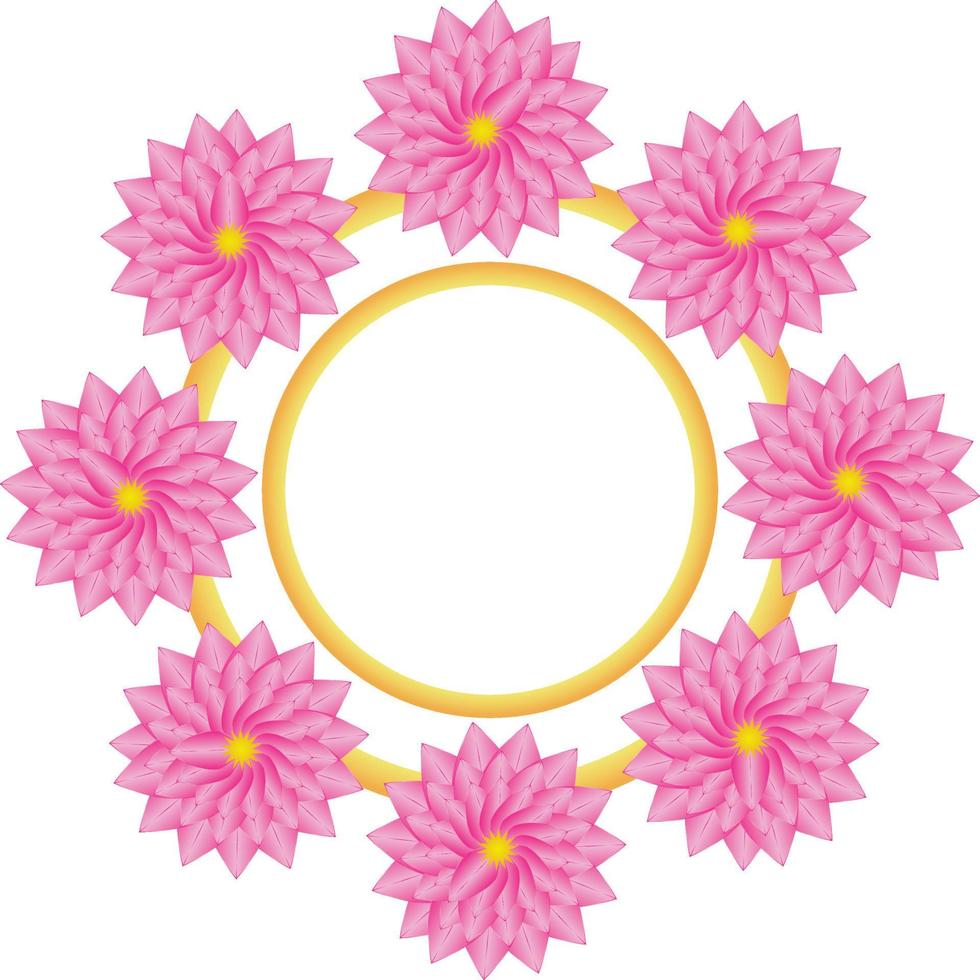 Floral Golden Frame Vector Artwork In Transparent Background